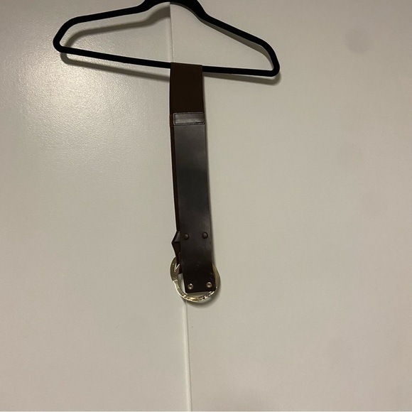 Chico's Genuine Leather Brown Gold Detail Adjustable Chunky Snap buttons Belt S - Picture 5 of 5